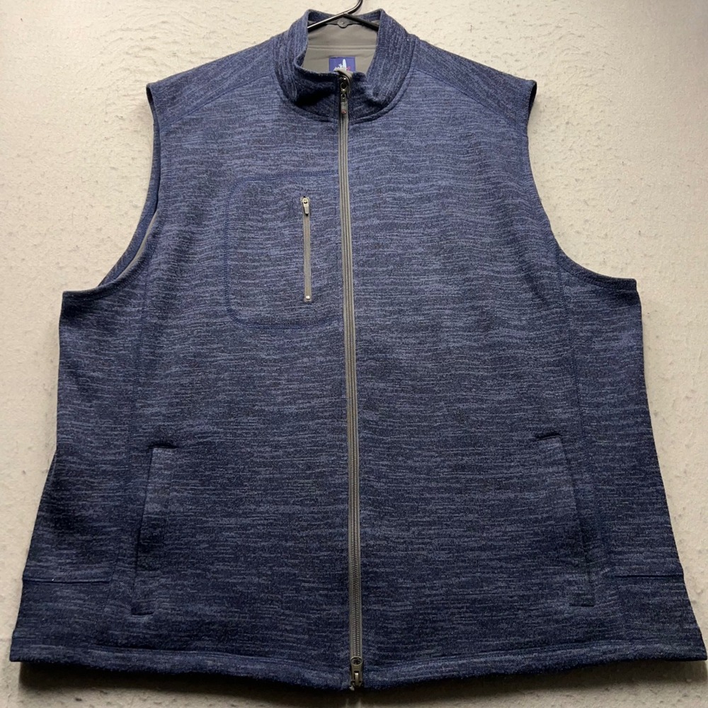 johnnie-O Mens Full‎ Zip Heathered Blue Fleece Vest XXL 1730